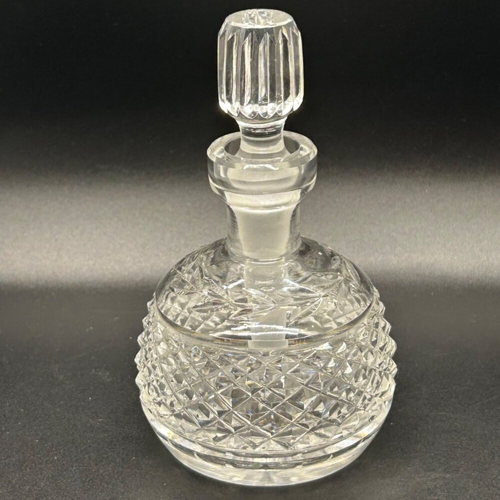 Vintage Cut glass Perfume Bottle Glass Stopper Dauber Diamond Cut Vanity Decor - Picture 11 of 15